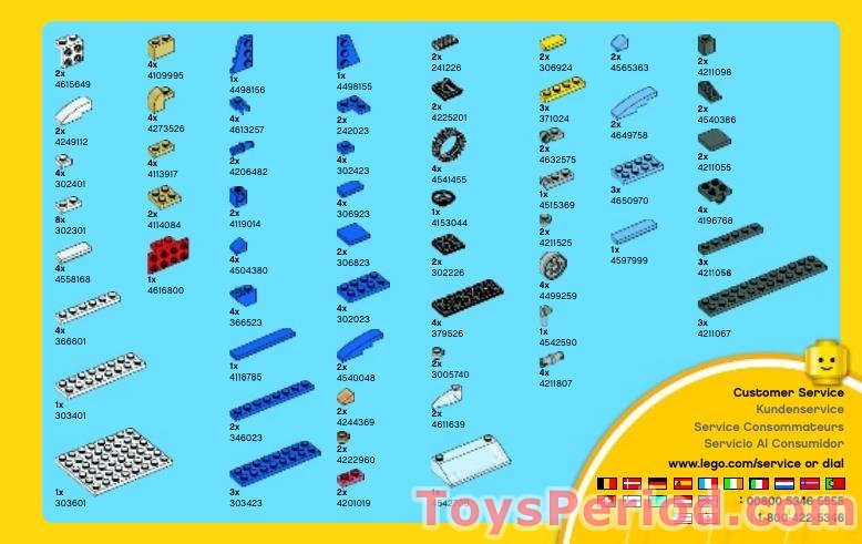 LEGO 6913 Blue Roadster Instructions and Parts List