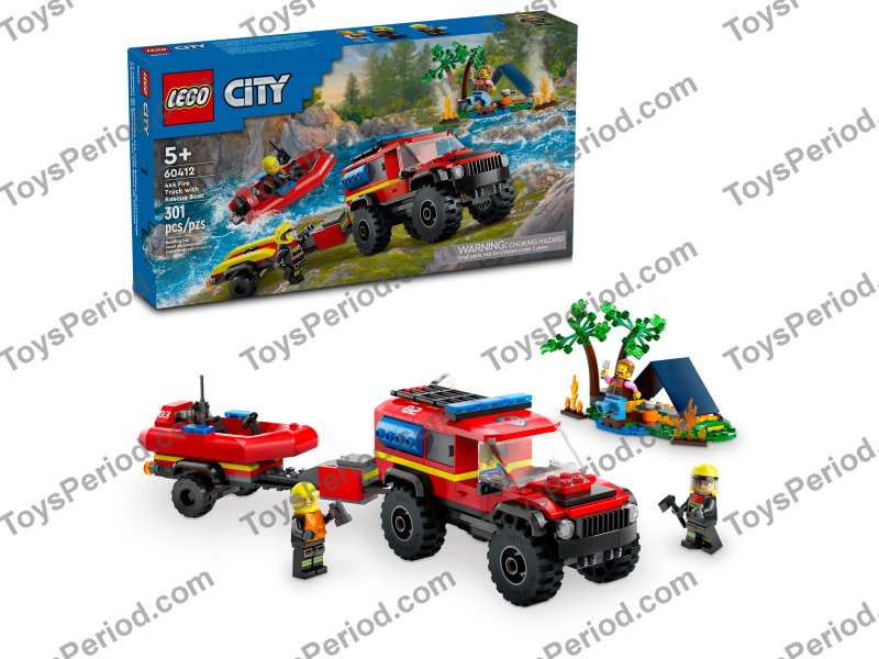 LEGO 60412 4x4 Fire Truck with Rescue Boat Set Parts List