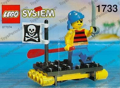 LEGO 1733 Shipwrecked Pirate - Boxed Instructions and Parts List