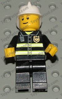 LEGO City Town Fireman Minifigure with Silver Helmet and Eyebrows Pattern