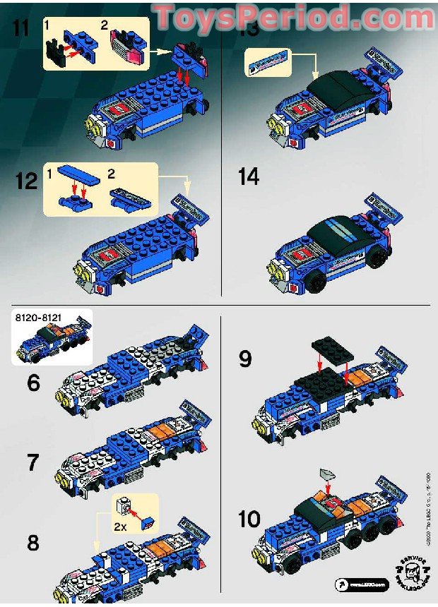 Lego Racers Rally Sprinter LEGO 8120 Rally Sprinter Instructions and Parts List