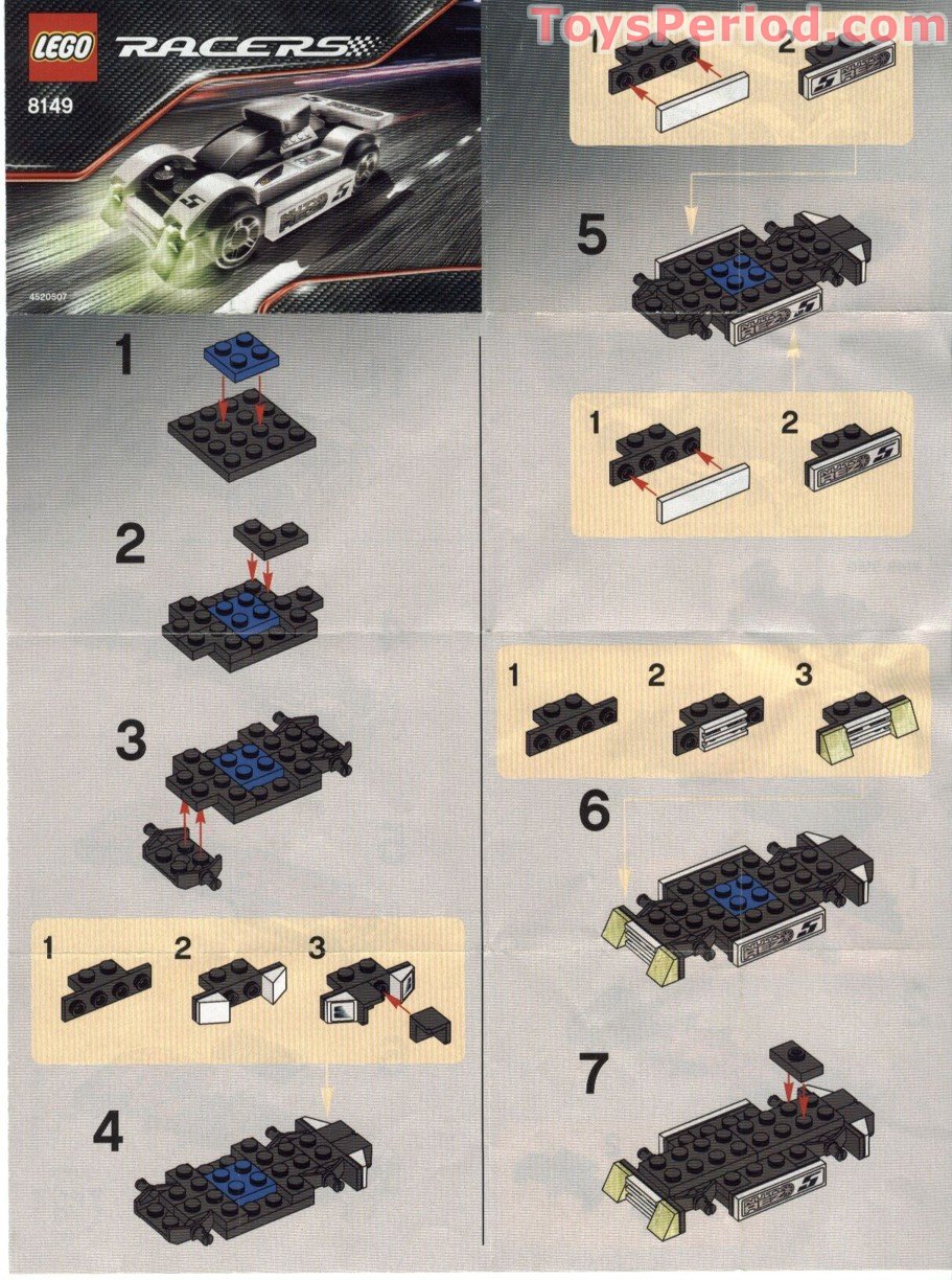 LEGO 8149 Midnight Streak Instructions and Parts List