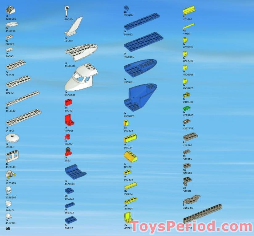 LEGO 3658 Police Helicopter Instructions and Parts List