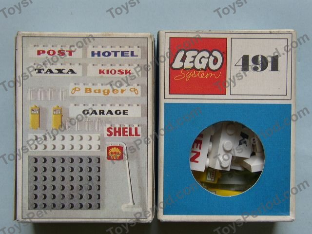 LEGO 491-2 Shell Station Brick and Sign, 6 Named Beams Set Parts List