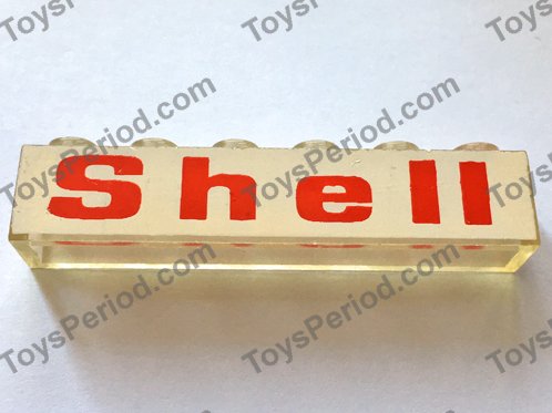 Lego Element Shell LEGO Sets with Part 3067pb03 Brick 1 x 6 without Bottom Tubes with Red ...