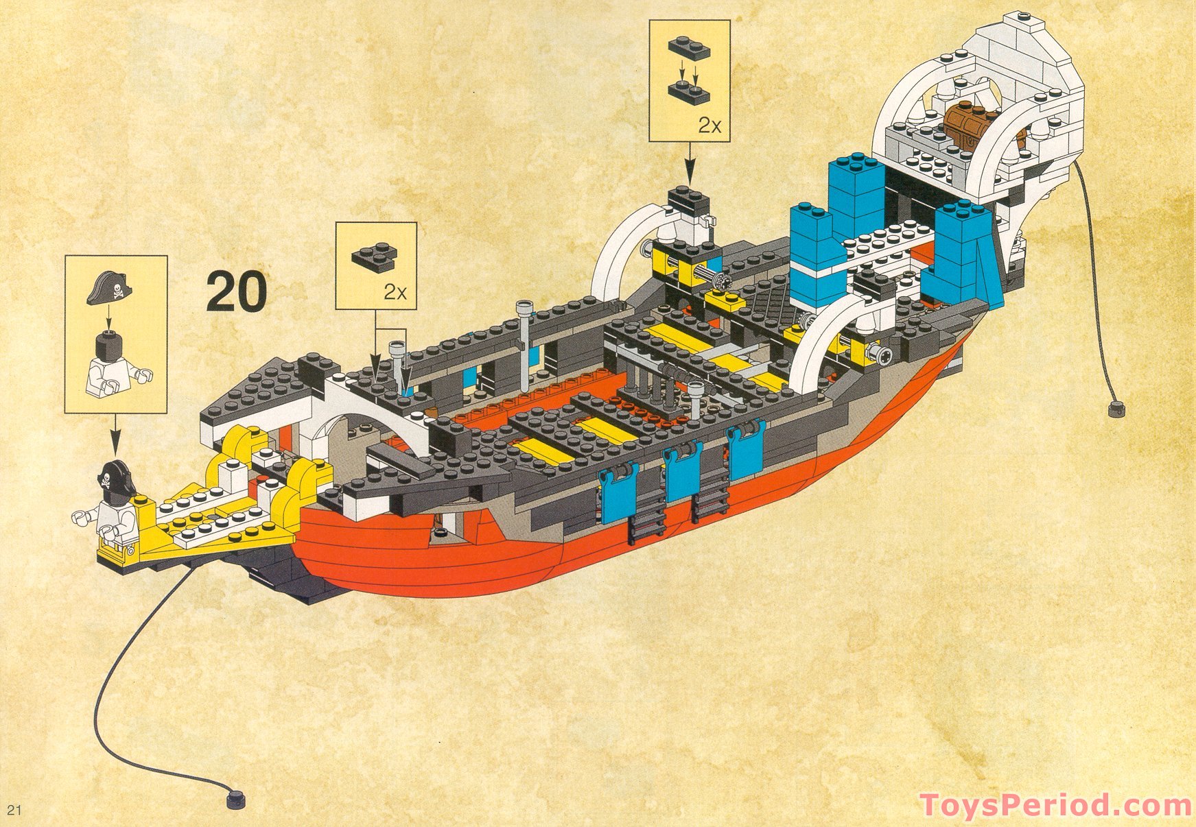 Lego New Pirate Captain Mini Figure And Reddish Brown Rowing Boat With X2 Oars