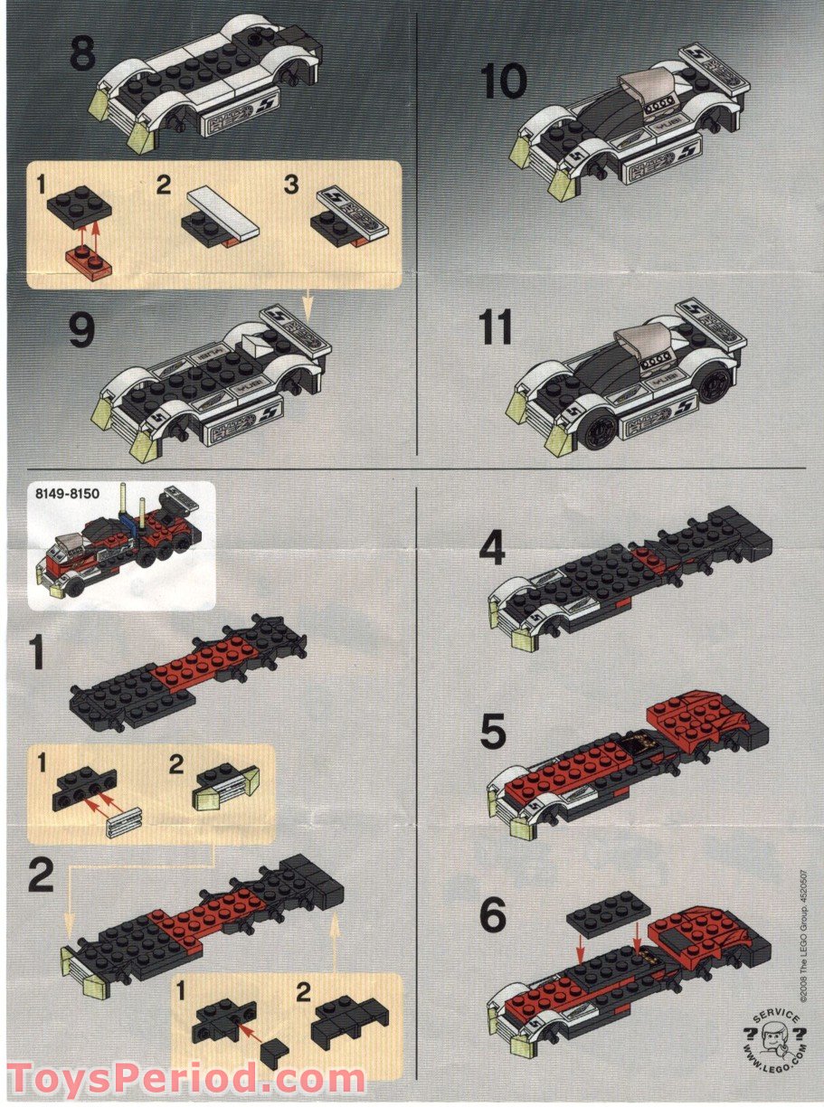 LEGO 8149 Midnight Streak Instructions and Parts List