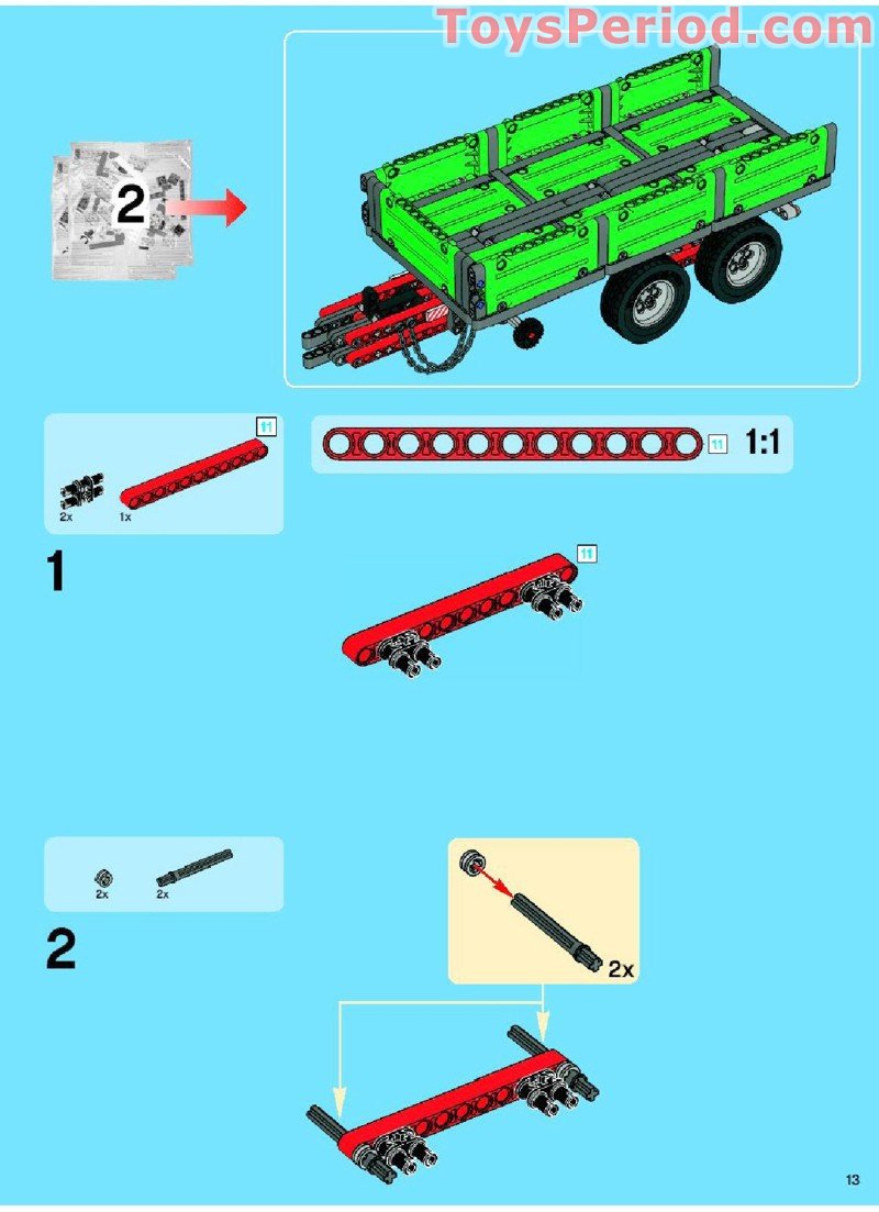 LEGO 8063 Tractor with Trailer Instructions and Parts List