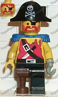 Lego Pirate Minifigure With Chest Hair Peg Leg /& Blue Head Wrap