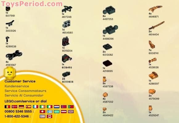 LEGO 70500 Kai's Fire Mech Instructions and Parts List